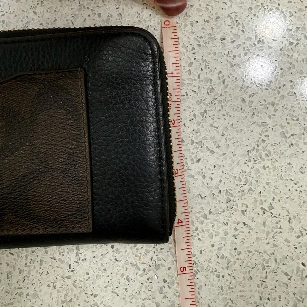 Coach Dark Brown Leather Monogram Gold Hardware Zippered Wallet - Picture 12 of 13